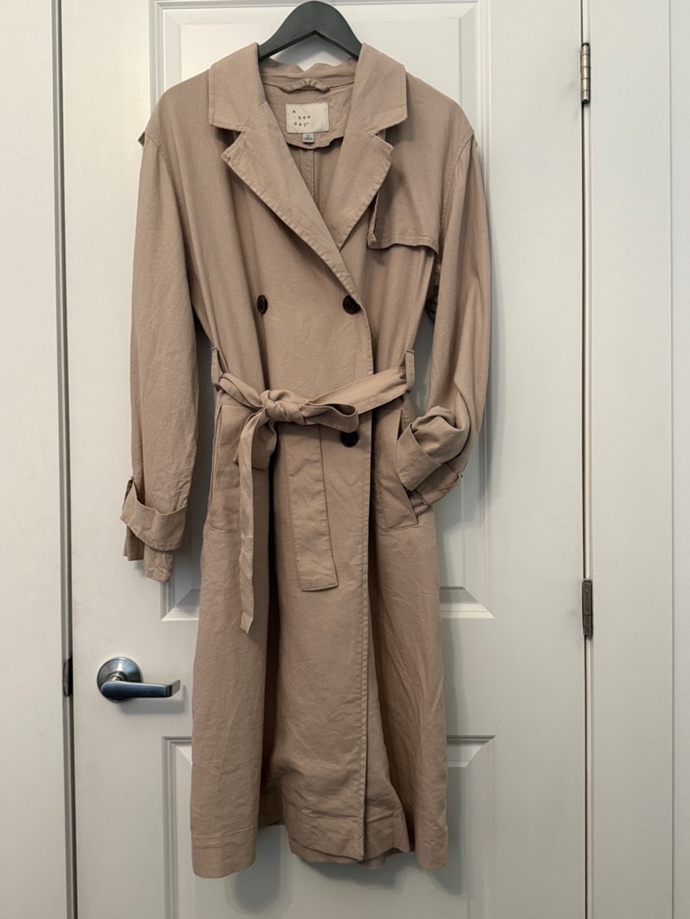 Linen Blend Belted Trench Coat